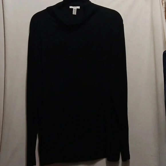 Daily Ritual Tops - Womens XXL Mock Neck Lightweight Thin Long Line Black Daily Ritual Pullover Top